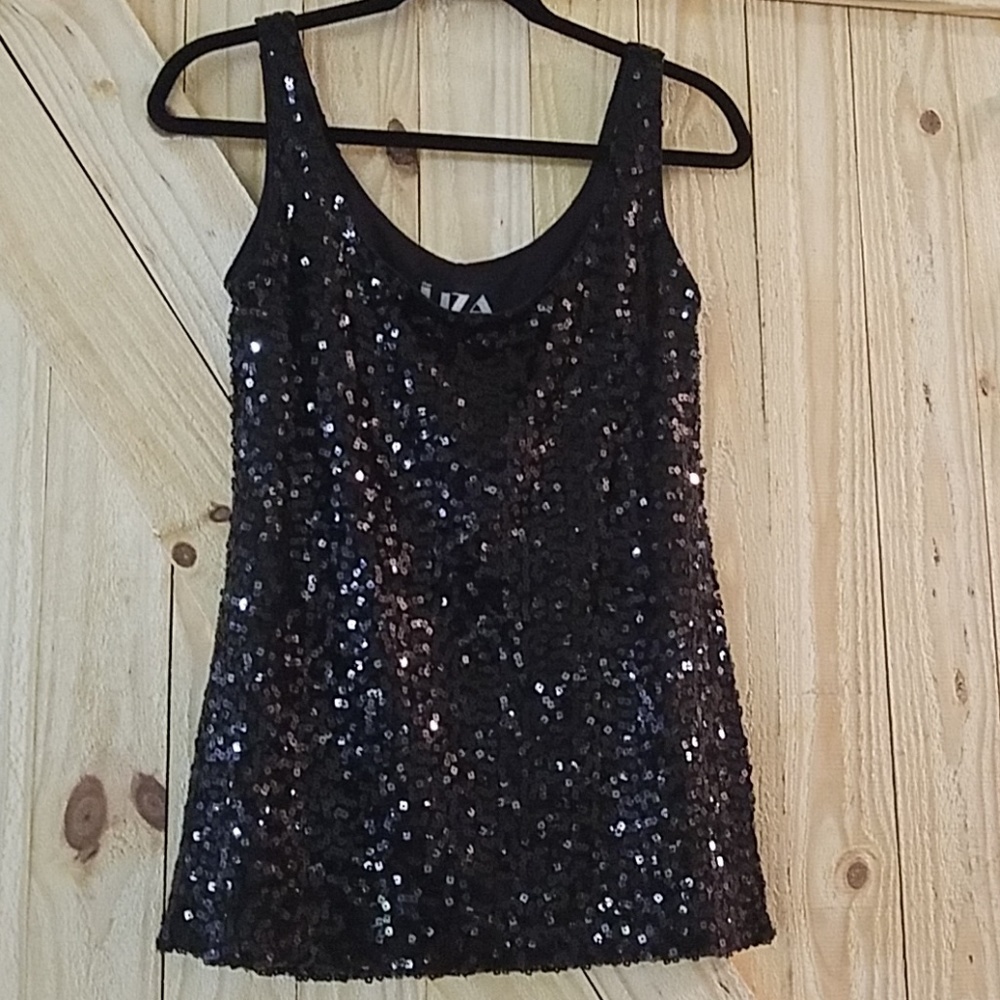 Liza Collection Black Fully-Sequined camisole